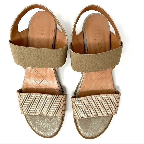 Hispanitas Mercury Metallic Leather Wedge Sandals Size 39 - Picture 8 of 8